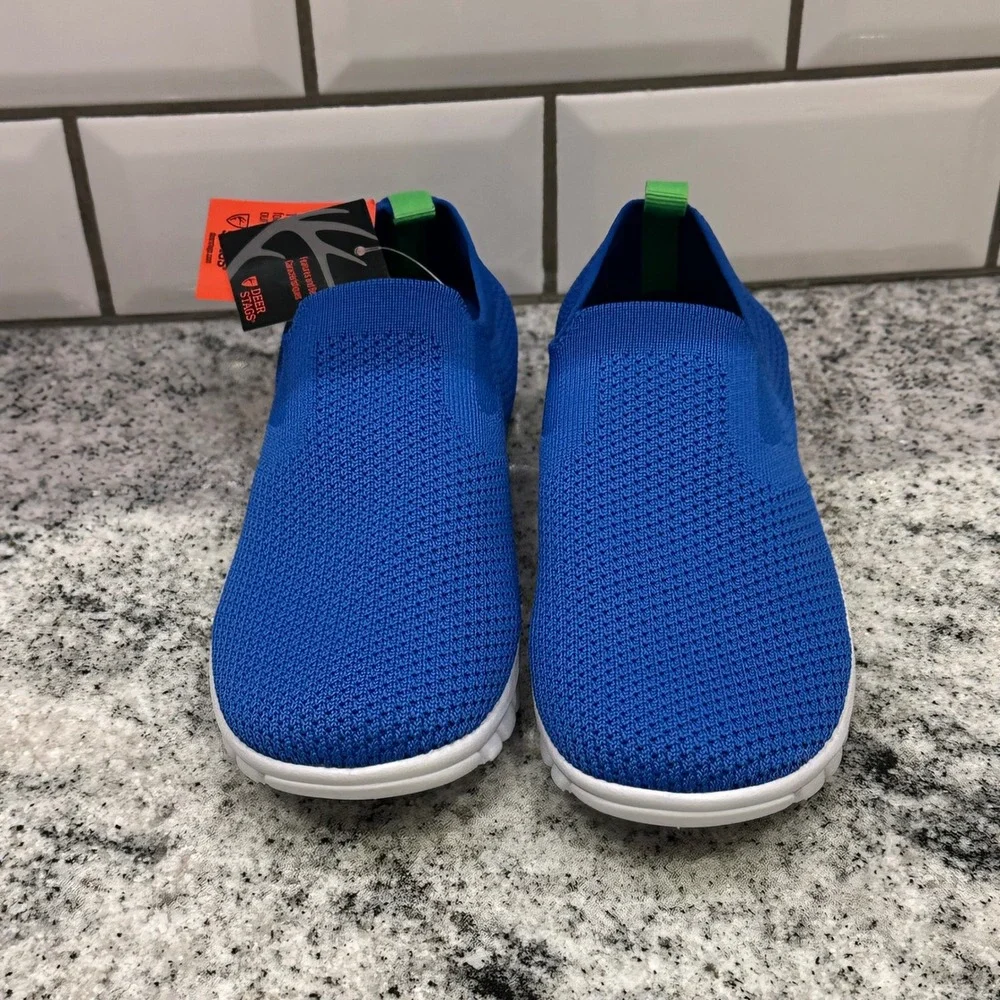 NoSoX Eddy‎ Jr Kids Slip On Sneakers Blue Mesh Lightweight Memory Foam Size 1